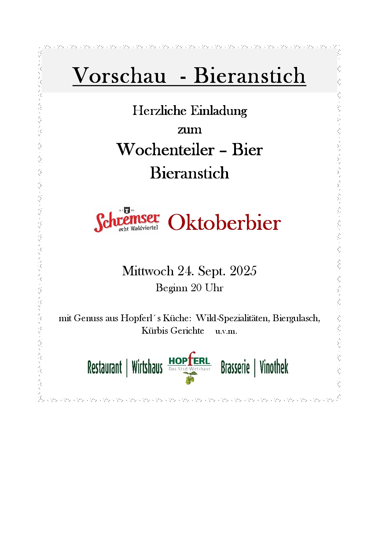 Wochenteiler Bier-Oktober